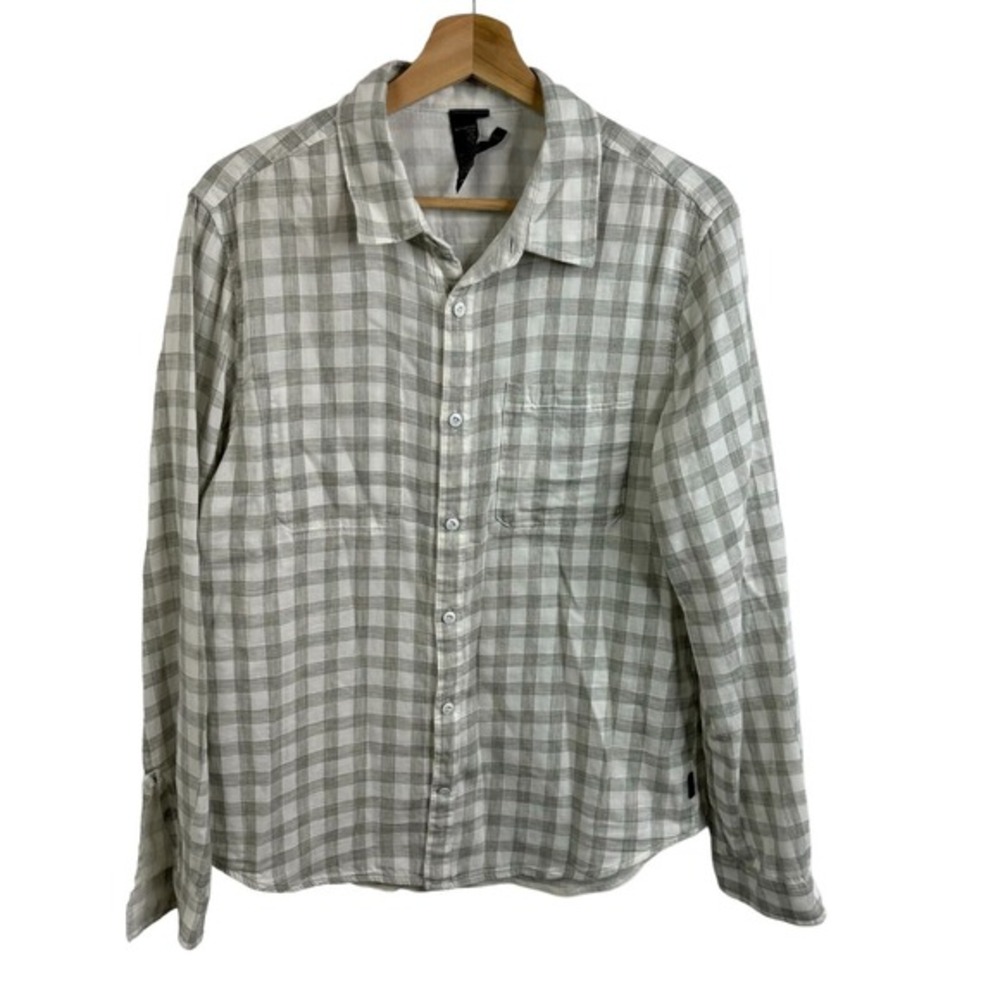 John Varvatos Shirt Men's Button-Down Gray‎ 100% Cotton long sleeve Pocket Small